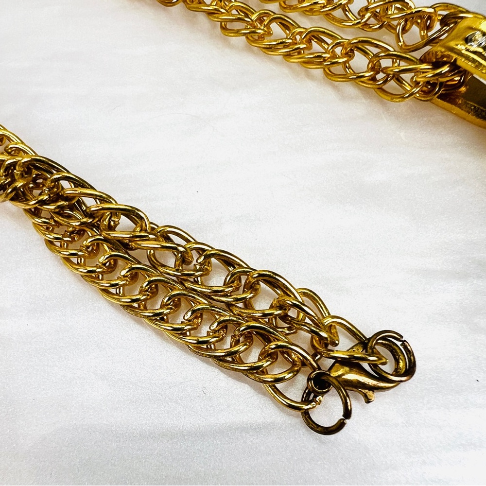 Goldtone Dollar Sign Bling Large Pendant Necklace + Coed Necklace - Picture 6 of 8